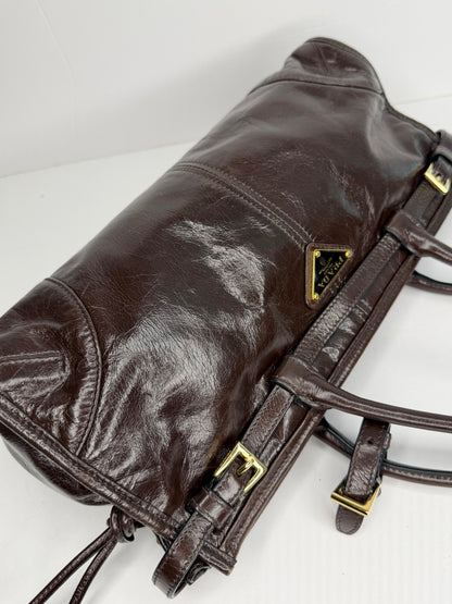 Pre-owned Prada Bonnie Brown calfskin medium shoulder tote