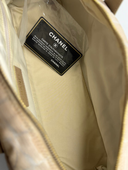 Pre-owned Chanel beige nylon travel line bowler shoulder tote
