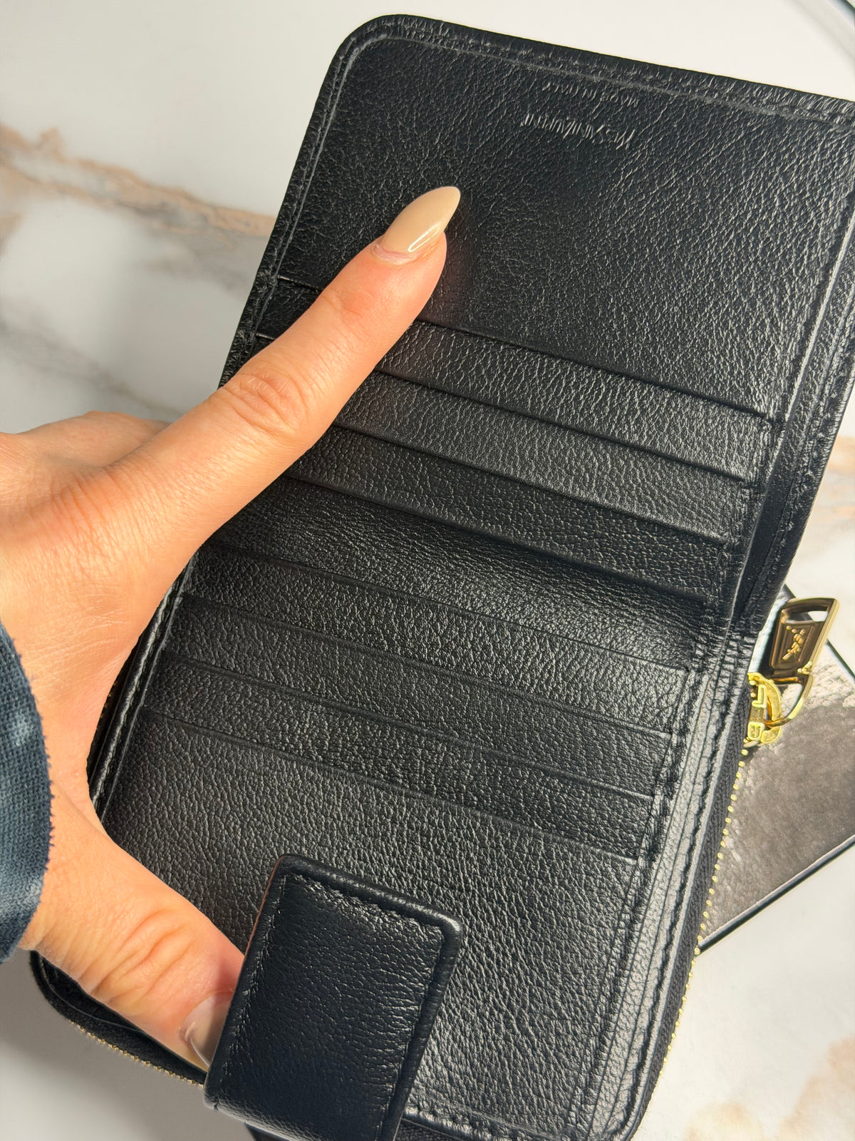 Pre-owned Saint Laurent black, leather, compact zip wallet