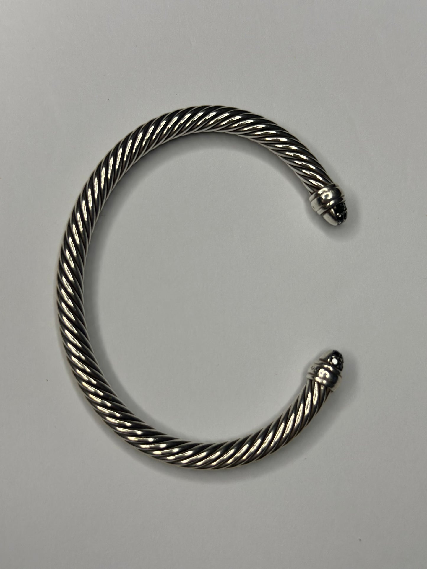 Pre-owned David Yurman Classic Bracelet Black Diamonds with Sterling Silver