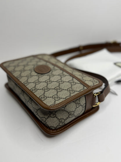 Pre-owned Gucci Interlocking G Patch Camera Bag GG Coated Canvas Mini crossbody