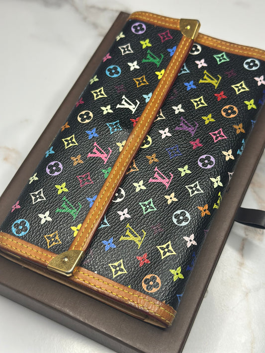 Pre-owned Louis Vuitton x Takashi, Murakami Vintage Multicolore Porte-Tresor International Wallet in Black