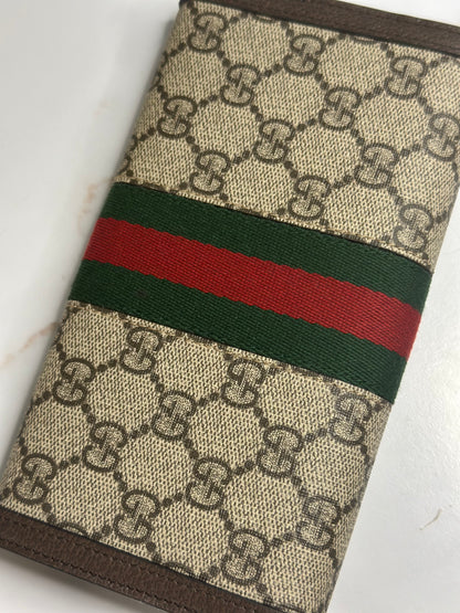 Pre-owned Gucci GG Ophidia supreme canvas continental wallet