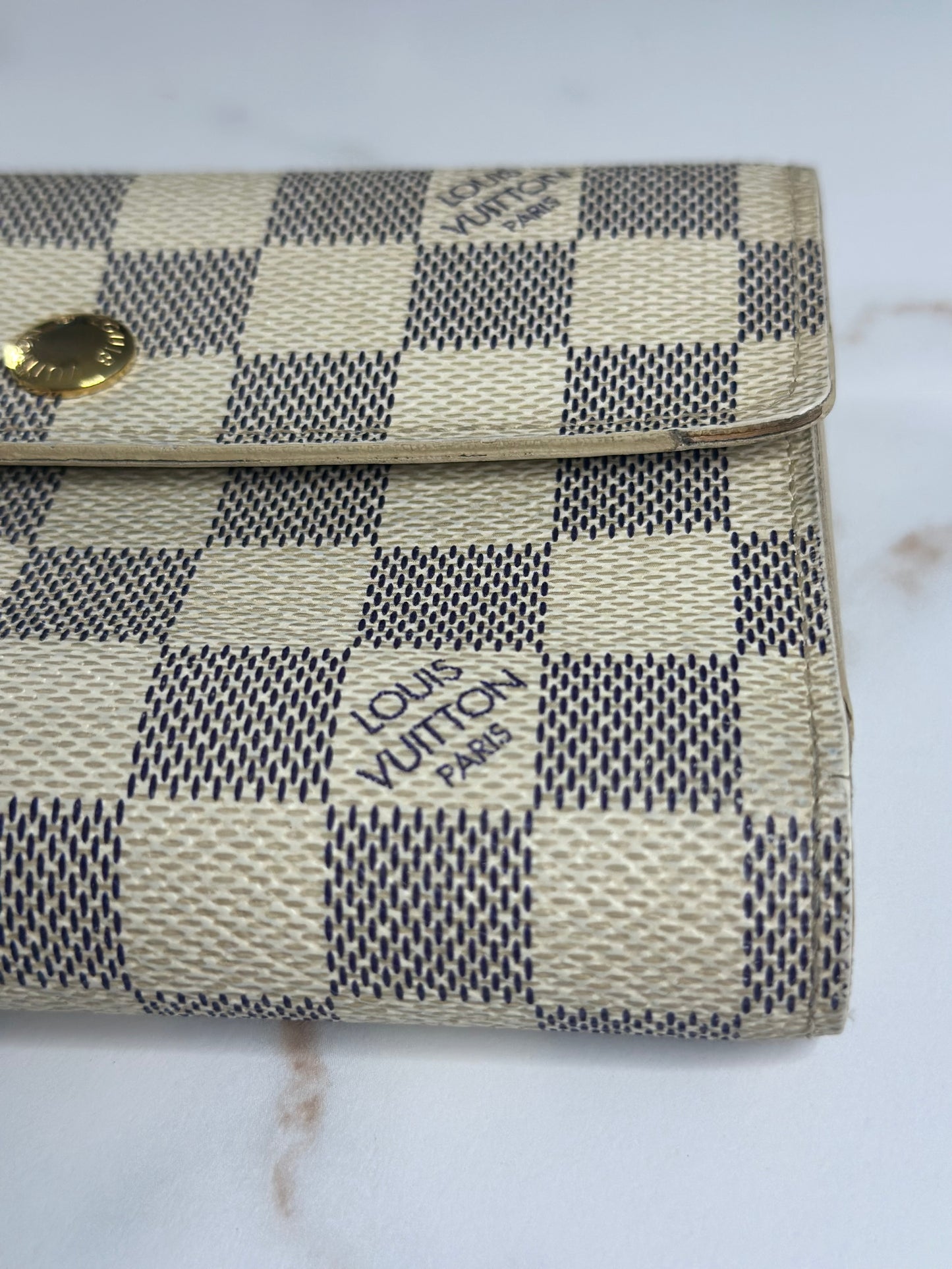 Pre-owned Louis Vuitton Damier azur Alexandra wallet