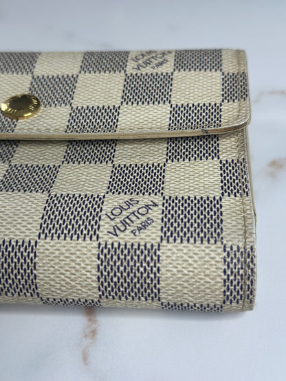 Pre-owned Louis Vuitton Damier azur Alexandra wallet