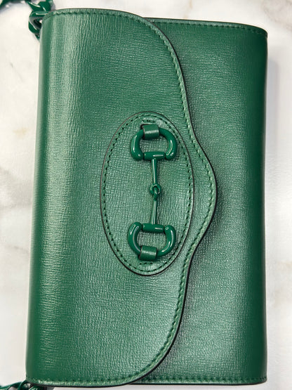 Pre-owned Gucci Emerald Green 1955 Mini Horsebit Bag w/ Web Strap