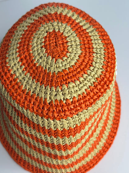 Pre-owned Prada raffia bucket hat size M
