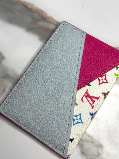 Pre-owned Louis Vuitton x Takashi Murakami Criss-Cross Card Holder in Kawaii Pink