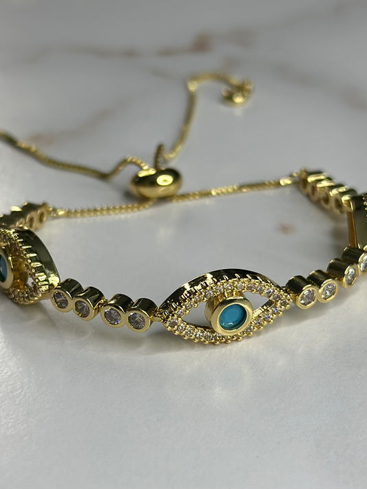 Teal all seeing eye adjustable bracelet