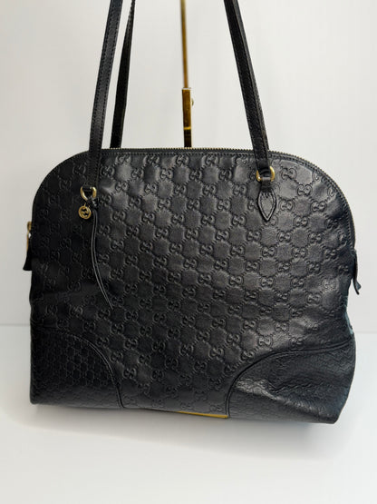 Pre-owned Gucci Guccissima black leather Bree shoulder tote