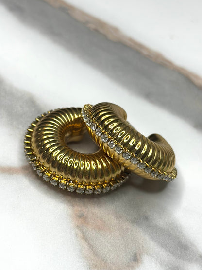 Alice Textured Rhinestone Earrings