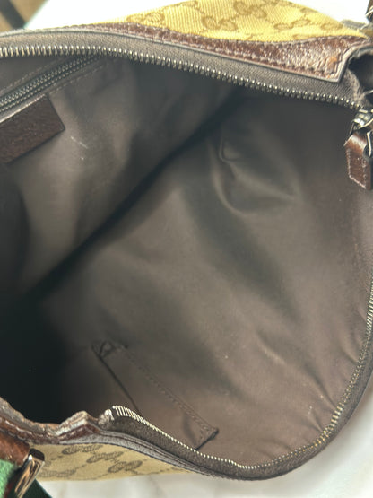 Pre-owned Gucci GG Canvas web medium hobo crossbody