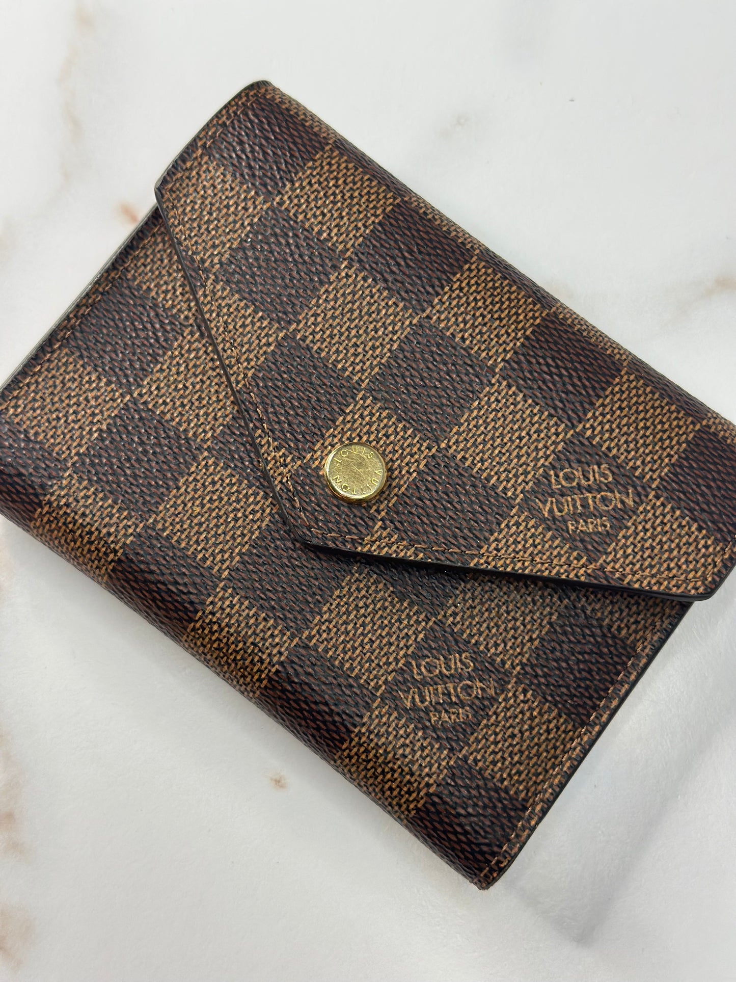 Pre-owned Louis Vuitton Damier Ebene canvas victorine wallet