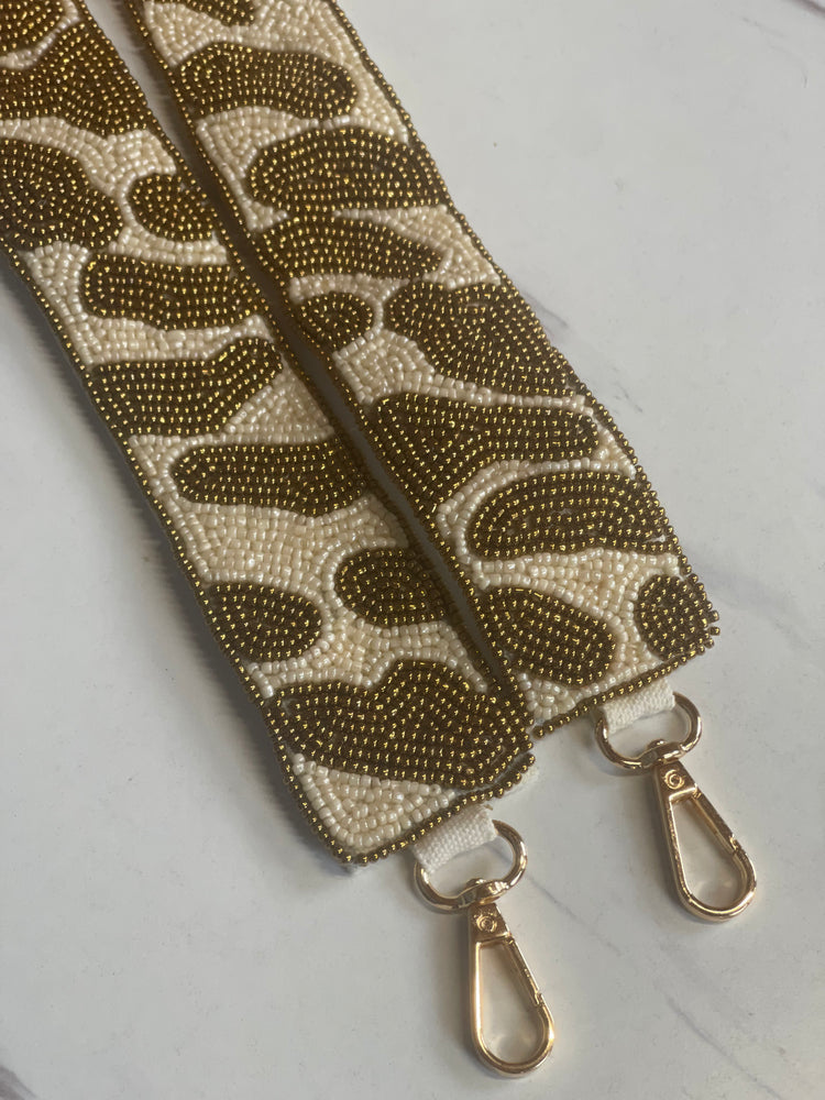 Gold & Cream Beaded Purse Strap